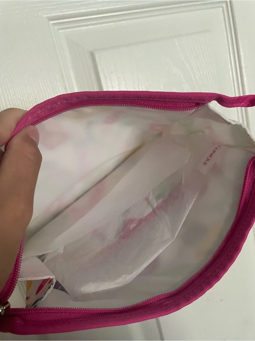 Clinique Pink Travel Cosmetic Bag set of 2
